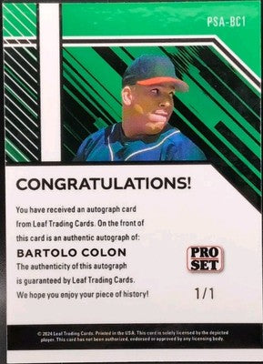 BARTOLO COLON 2024 Leaf Collective Pro Set AUTO Gold Prismatic #1/1 Yankees Mets