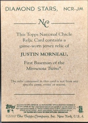 JUSTIN MORNEAU 2010 Topps National Chicle Relic GAME-USED JERSEY Twins Rockies