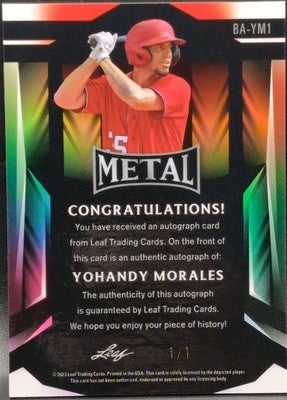 YOHANDY MORALES 2023 Leaf Metal RC AUTO Sky Prismatic SP #1/1 of Nationals XRC