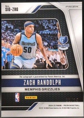 ZACH RANDOLPH 2024-25 Panini Prizm Signatures AUTO #3/25 Grizzlies Blazers Kings