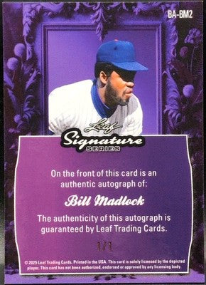 BILL MADLOCK 2025 Leaf Signature Series AUTO Orange Lava 1/1 Cubs Pirates Giants