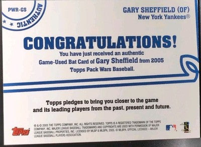 GARY SHEFFIELD 2005 Topps Pack Wars Relics GAME-USED BAT Yankees Marlins Dodgers