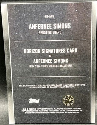 ANFERNEE SIMONS 2023-24 Topps Midnight Horizon AUTO #01/12 Trail Blazers Celtics