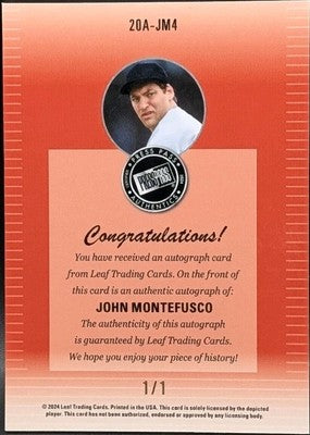 JOHN MONTEFUSCO 2024 Leaf Collective 2000 Press Pass AUTO SP #1/1 Yankees Giants
