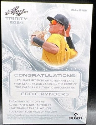 EDDIE RYNDERS 2024 Leaf Trinity Black RC AUTO Bronze SP #1/1 Pittsburgh Pirates