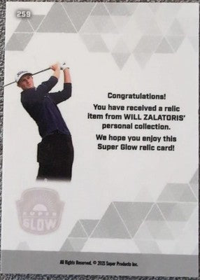 WILL ZALATORIS 2021 Super Glow 1st Ever JUMBO LAUNDRY TAG RELIC PATCH PGA Golfer