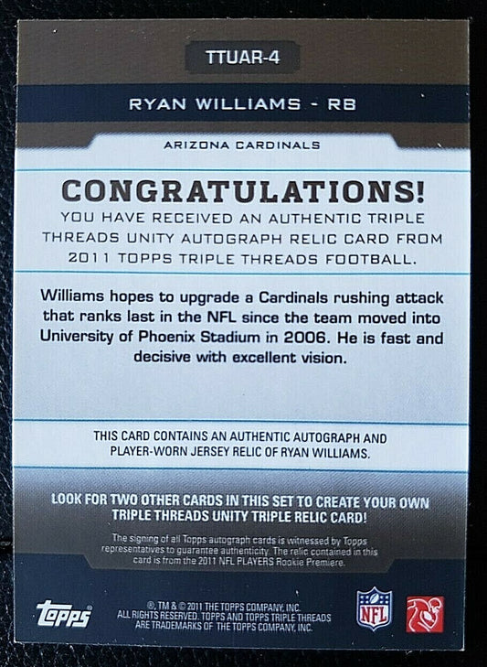 RYAN WILLIAMS 2011 Topps Triple Threads Unity Dual AUTO Jersey SP #/75 Cardinals