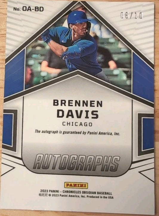 BRENNEN DAVIS 2023 Panini Chronicles Obsidian RC AUTO Yellow Electric Etch #6/10