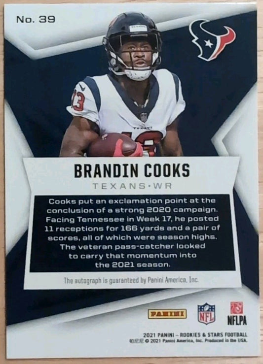 BRANDIN COOKS 2021 Panini Rookies & Stars AUTO GOLD SP /10 Saints Cowboys Texans