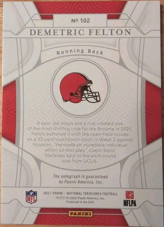 DEMETRIC FELTON 2021 Panini National Treasures RC AUTO Holo Silver SP /15 Browns