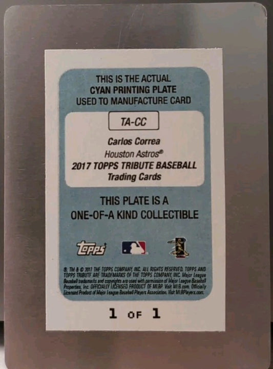 CARLOS CORREA 2017 Topps Tribute AUTO PRINTING PLATE SP 1/1 Houston Astros Twins
