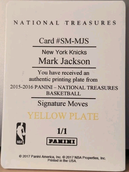 MARK JACKSON 2015-16 National Treasures Signature Moves PRINTING PLATE SP 1/1 of