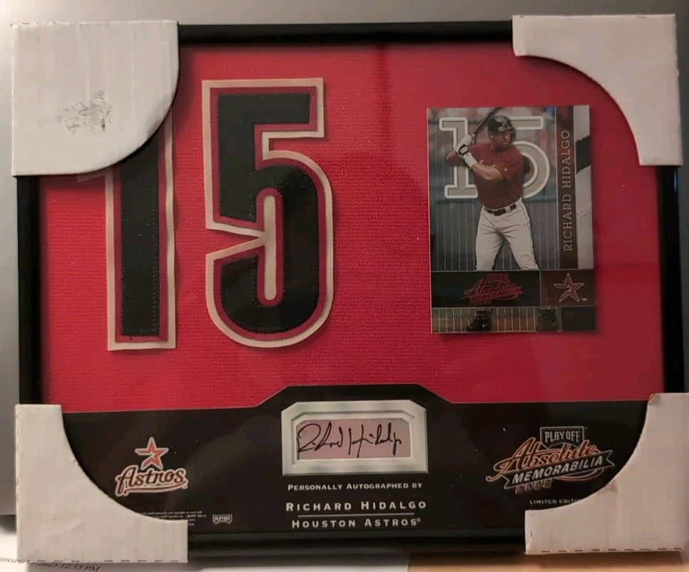 RICHARD HIDALGO 2002 Absolute Signing Bonus AUTO JERSEY NUMBER PATCH /135 Astros