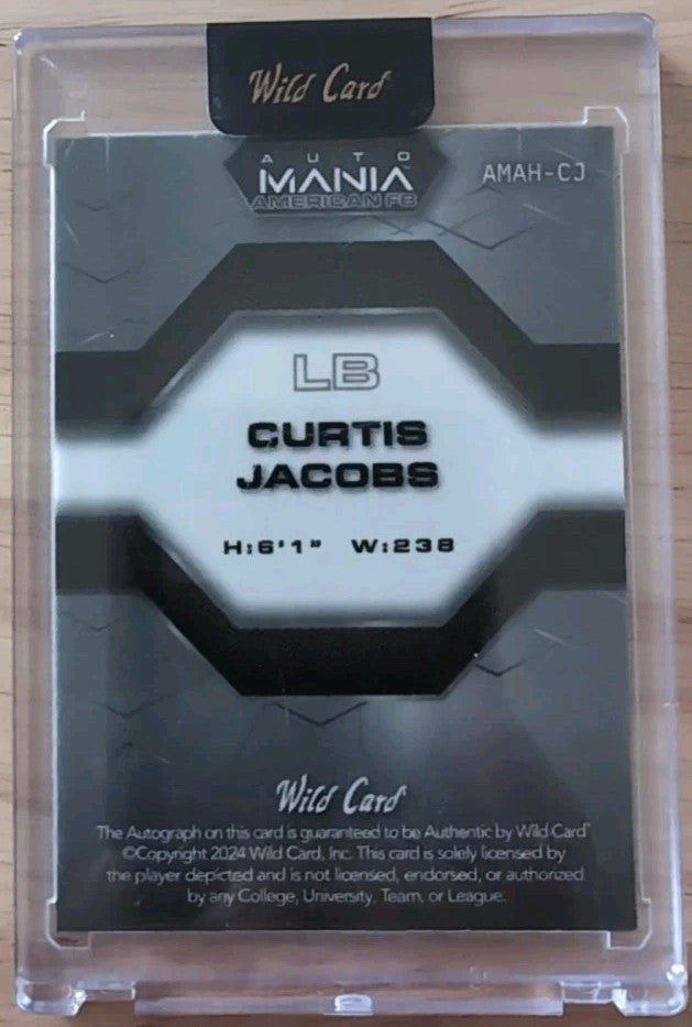 CURTIS JACOBS 2024 Wild Card Mania American FB RC AUTO FIREWORKS SP 1/1 Patriots