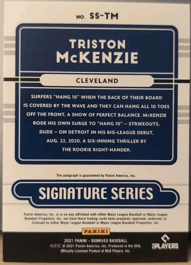 TRISTON McKENZIE 2021 Panini Donruss Signature Series RC AUTO Blue /99 Guardians