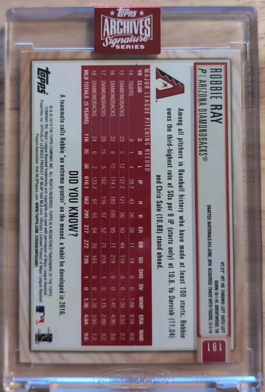 ROBBIE RAY 2023 Topps Archives Signature 2019 Big League AUTO #1/1 Diamondbacks