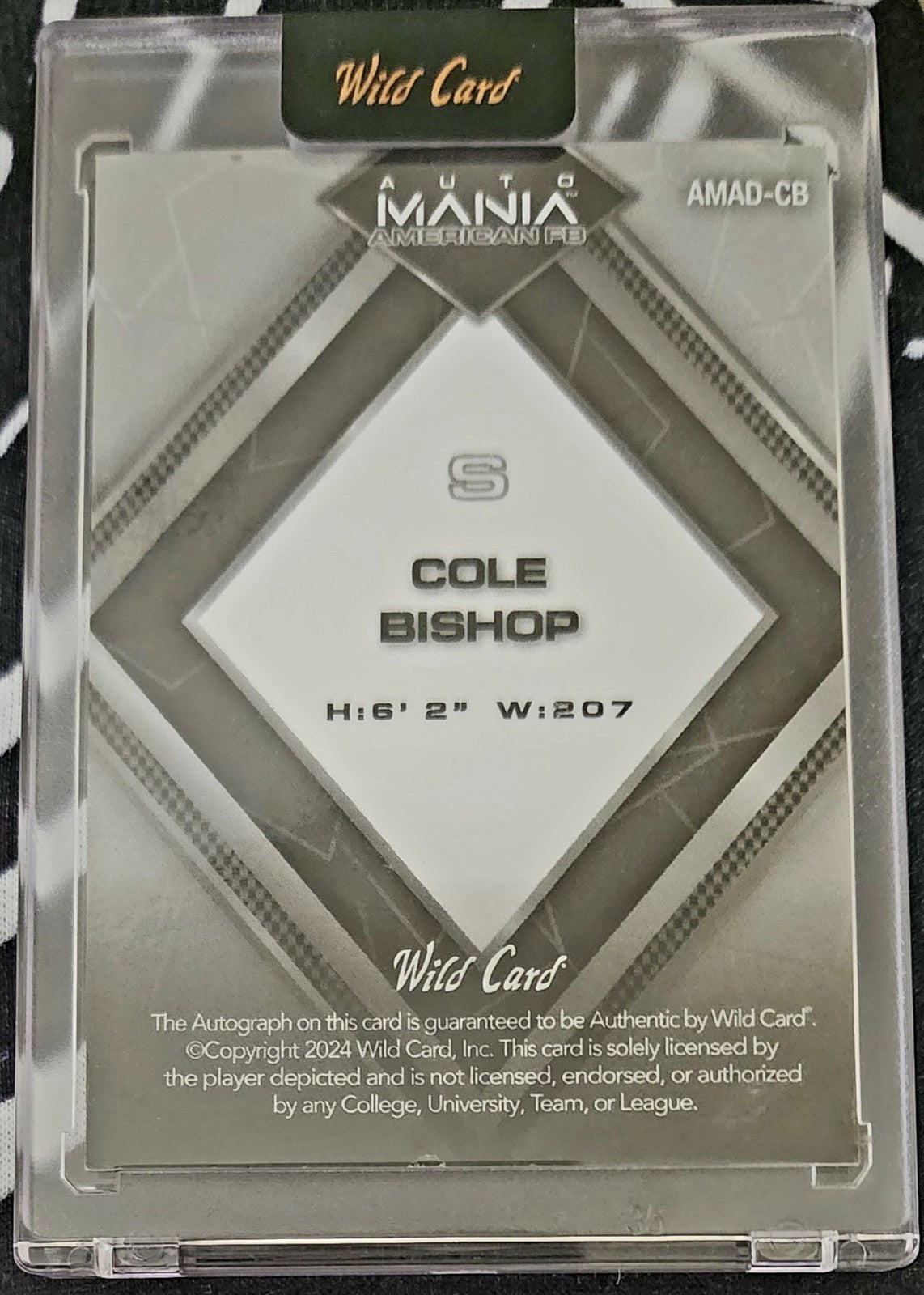 COLE BISHOP 2024 Wild Card Mania American FB RC AUTO Fireworks SP 1/1 Bills Utah