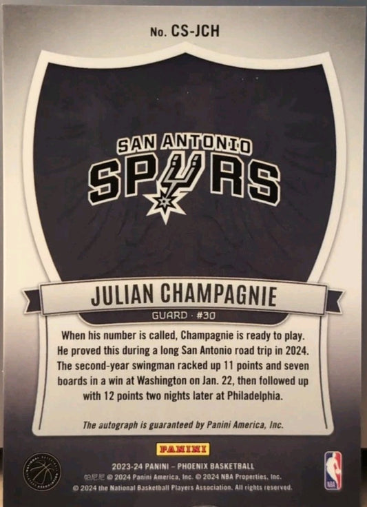 JULIAN CHAMPAGNIE 2023-24 Panini Phoenix Crusade AUTO SP Spurs 76ers St. John's