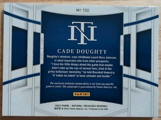 CADE DOUGHTY 2023 National Treasures AUTO JUMBO Jersey PATCH Purple /9 Blue Jays