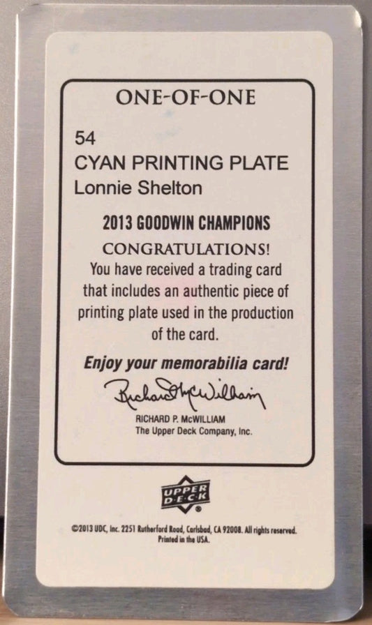 LONNIE SHELTON 2013 UD Goodwin Champions Mini PRINTING PLATE #1/1 Knicks Sonics