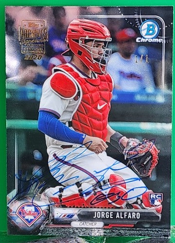 JORGE ALFARO 2020 Topps Archives 2017 Bowman Chrome RC AUTO SP #1/1 Phillies of