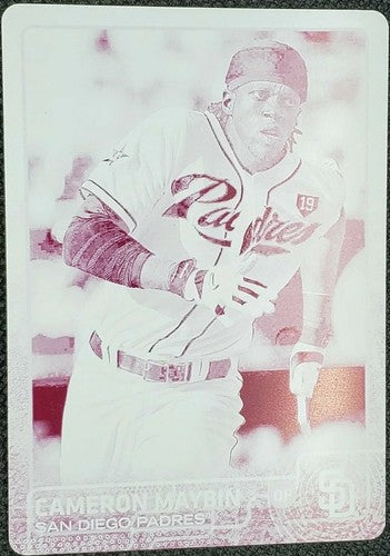 CAMERON MAYBIN 2015 Topps Series 2 PRINTING PLATE SP #1/1 Tigers Padres One of