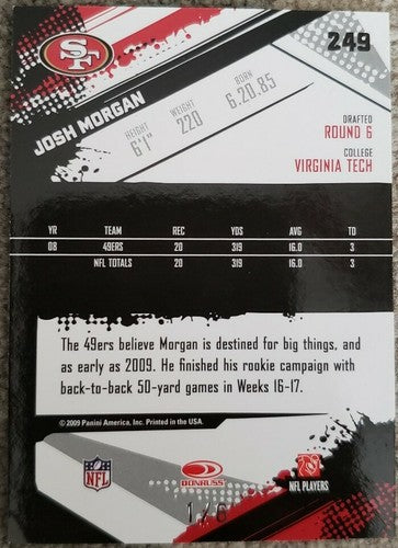 JOSH MORGAN 2009 Donruss Score Inscriptions END ZONE SP #1/6 EBAY 1/1 of 1 #249