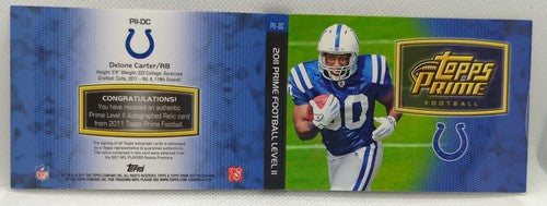 DELONE CARTER 2011 Topps Prime Level II RC DUAL AUTO 5 Relic PATCH Booklet #/15