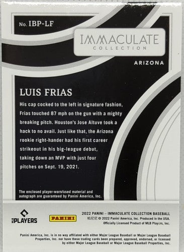 LUIS FRIAS 2022 Panini Immaculate DUAL Eye Black AUTO Jersey BUTTON PATCH SP /10