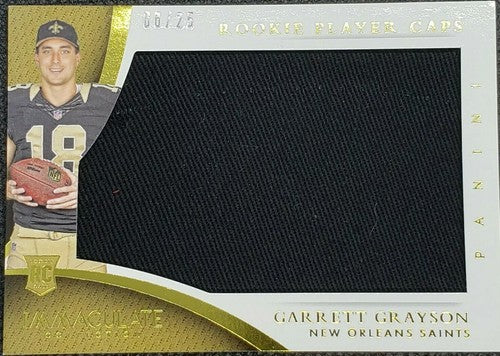 GARRETT GRAYSON 2015 Panini Immaculate RC Player CAP HAT PATCH SP #06/25 Saints