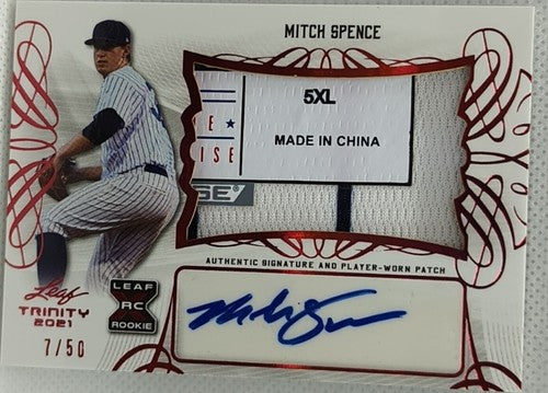 MITCH SPENCE 2021 Leaf Trinity DUAL AUTO Jersey LAUNDRY TAG PATCH SP /50 Yankees