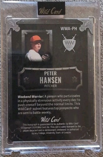 PETER HANSEN 2024 Wild Card Matte Weekend Warriors RC AUTO BLACK #1/1 Cardinals