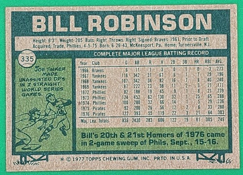 BILL ROBINSON 2016 Topps 65th Anniversary 1977 Buyback RED Stamped SP Pirates