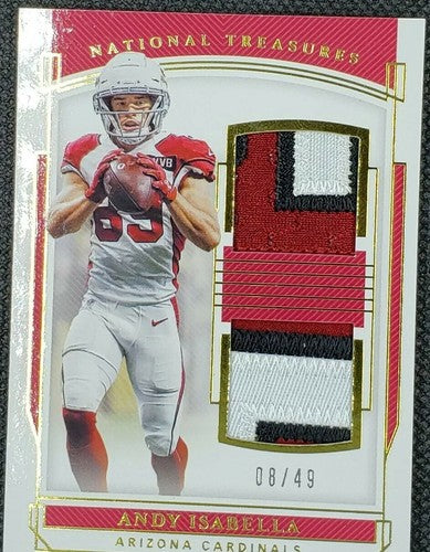 ANDY ISABELLA 2019 Panini National Treasures DUAL Jersey LETTER PATCH Gold #/49