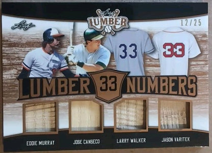Jose CANSECO Eddie MURRAY Larry WALKER VARITEK 2021 Leaf Lumber QUAD BAT PATCH #