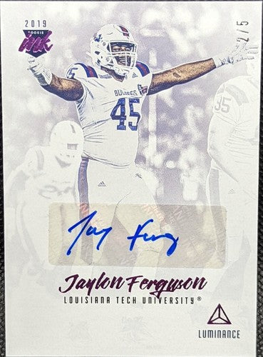 JAYLON FERGUSON 2019 Panini Luminance Rookie Ink RC AUTO PINK SP #2/5 Ravens