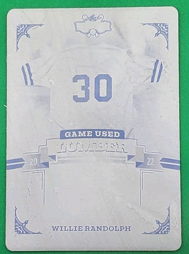 WILLIE RANDOLPH 2022 Leaf Game Used Lumber PRINTING PLATE SP 1/1 Yankees Mets of