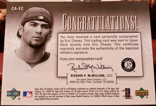ERIC CHAVEZ 2004 SP Authentic Chirography AUTO Rare #3 Inscription #/75 Oakland