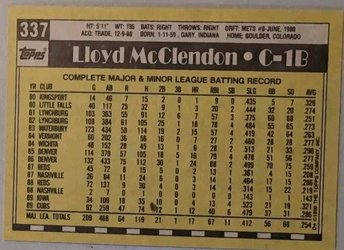 LLOYD McCLENDON 2017 Topps Rediscover SP BUYBACK Bronze 1990 Cubs Reds Pirates
