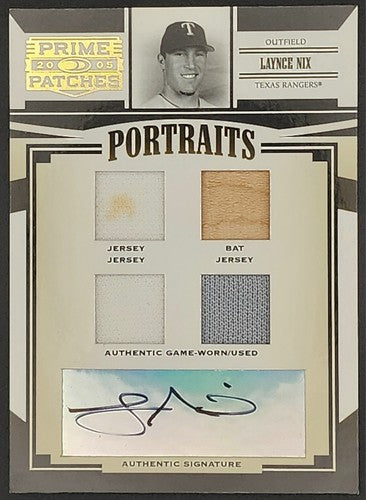 LAYNCE NIX 2005 Prime Patches AUTO QUAD DIRT JERSEY BAT PATCH SP #24/150 Rangers