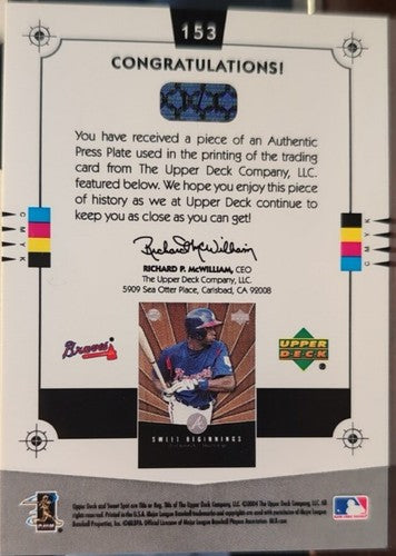 ONIL JOSEPH 2004 Upper Deck Sweet Spot Impressions RC PRINTING PLATE #1/1 Braves