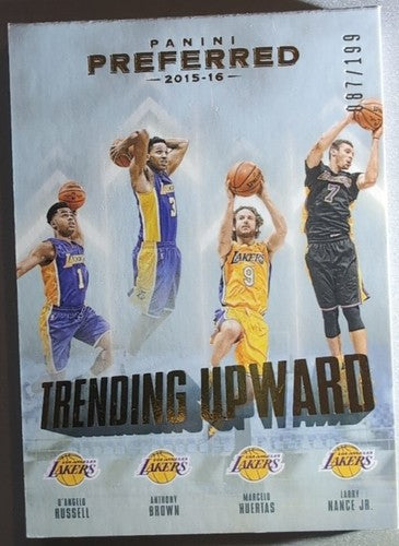 D'Angelo RUSSELL Larry NANCE HUERTAS + 2015-16 Preferred Lakers Jersey BOOKLET #