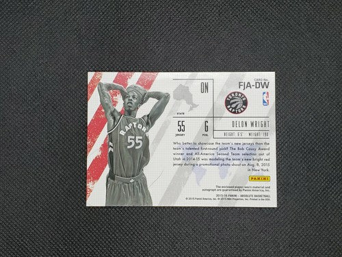 DELON WRIGHT 2015-16 Panini Absolute Dual AUTO JERSEY RC /149 Raptors Hawks Mavs