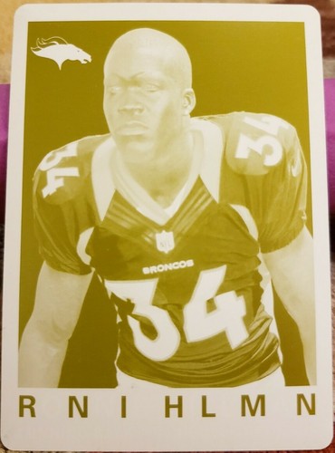 RONNIE HILLMAN 2013 Topps Archives Yellow PRINTING PLATE SP #1/1 Denver Broncos