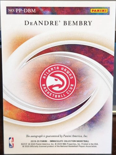 DeANDRE' BEMBRY 2019-20 Panini Immaculate Past & Present AUTO GOLD SP #/10 Hawks