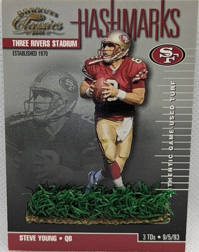 STEVE YOUNG 2001 Donruss Classics Hashmarks Game Used Grass TURF PATCH 49ers SP