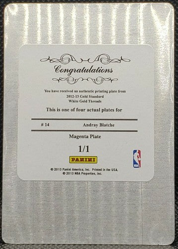 ANDRAY BLATCHE 2012-13 Panini Gold Standard White Threads PRINTING PLATE SP #1/1