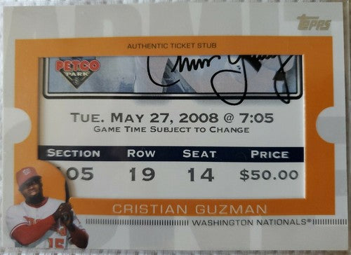 CRISTIAN GUZMAN 2009 Topps Ticket to Stardom Stub Relic SP 2008 Nationals Padres