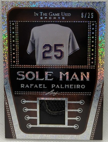 RAFAEL PALMEIRO 2022 Leaf In the Game Used Sole Man Cleats Shoe LOGO PATCH #/25