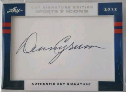 Denny CRUM Lou CARNESECCA 2012 Leaf Sports Icons DUAL Hall Of Fame CUT AUTO #5/5